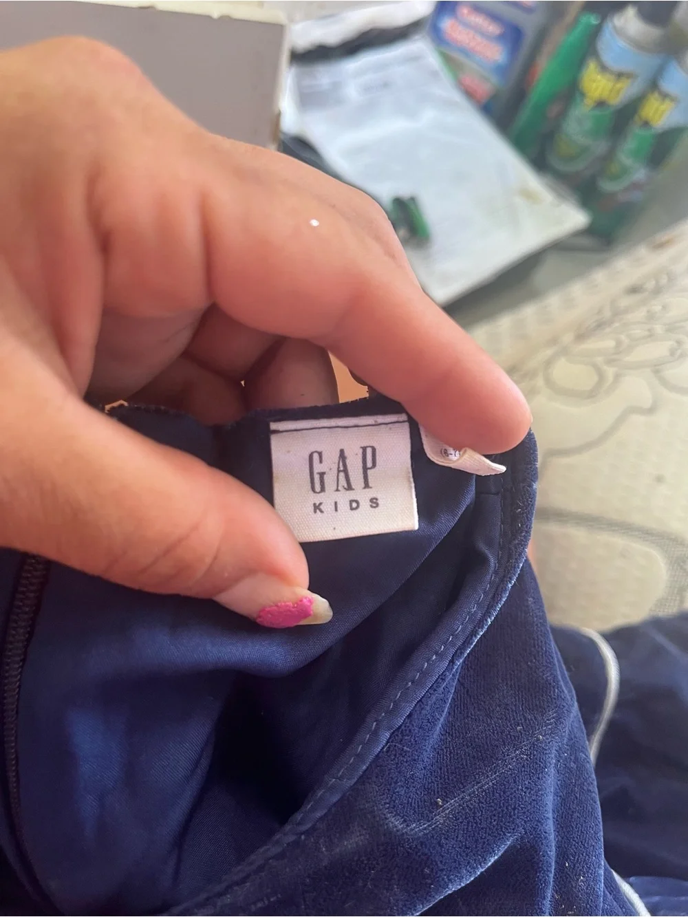 GAP Navy Blue Velvet Kids Romper with Contrast Piping